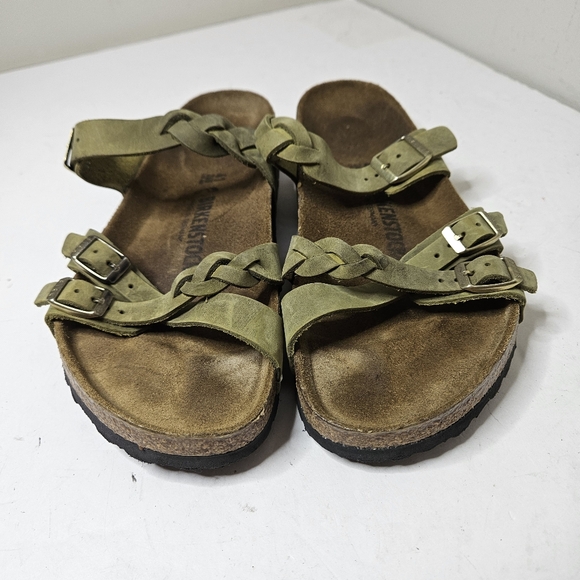 Birkenstock Franca Braided Sandals Olive Green Oiled Leather Women's 10 41 - Picture 2 of 8